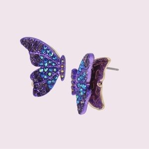Betsey Johnson 3D Purple Butterfly Studs